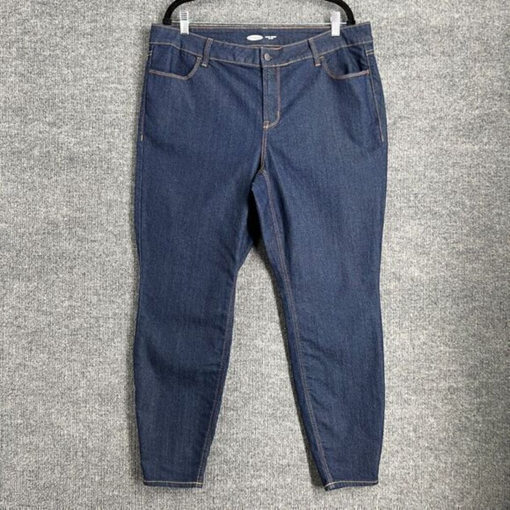 Old Navy Womens Super Skinny Jeans Plus Size 18 Dark Wash Mid Rise Stretch Denim